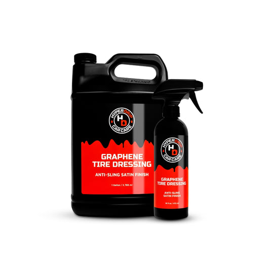 HyperDrip Graphene Tire Dressing – Anti-Sling Satin Finish (1 Gallon + FREE 16oz Bottle)